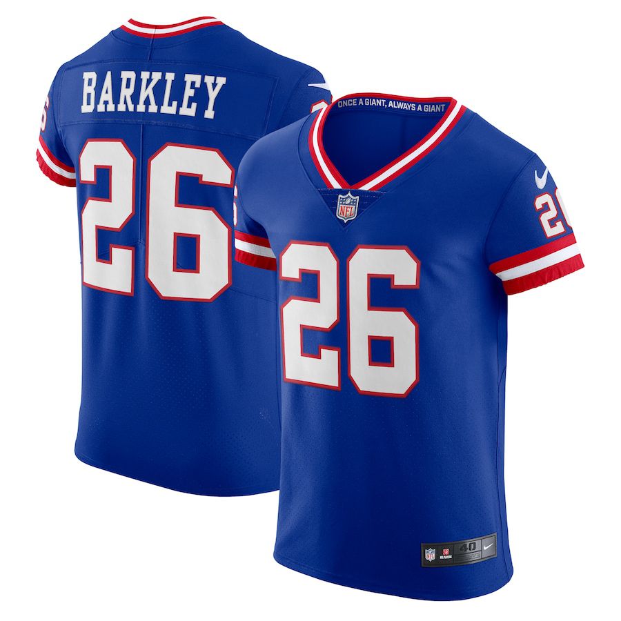 Men New York Giants 26 Saquon Barkley Nike Royal Classic Vapor Elite Player NFL Jersey